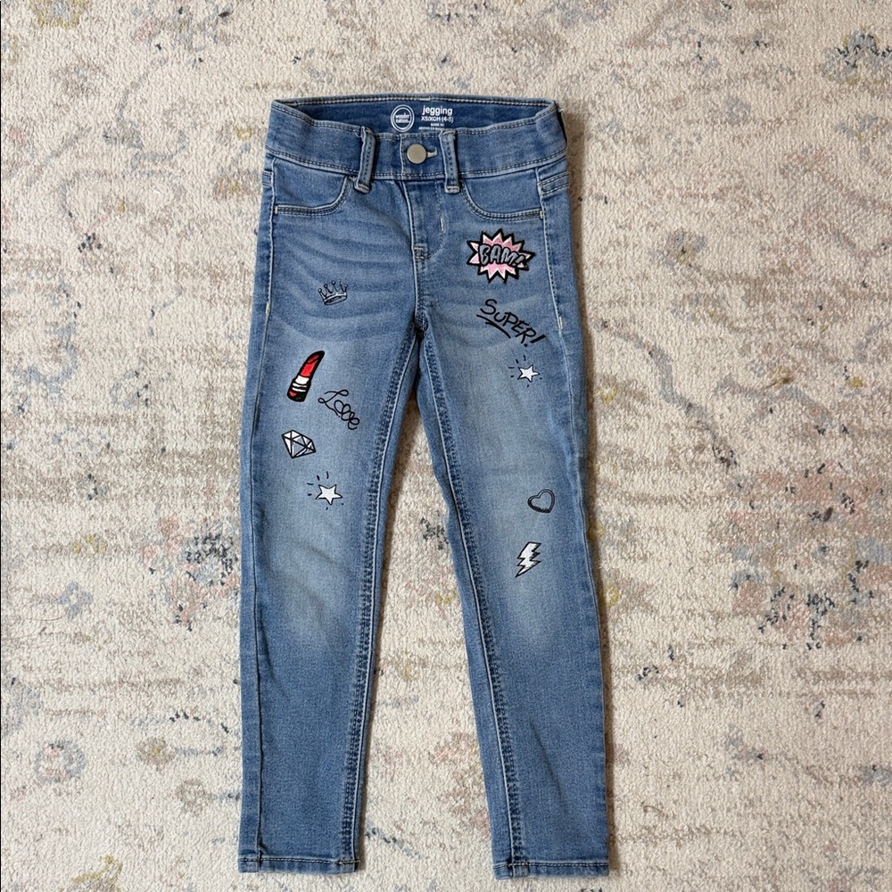 Wonder Nation Blue Jeans with Fun Patches